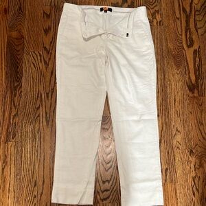 Size 4/Banana Republic White Ankle Linen Trousers